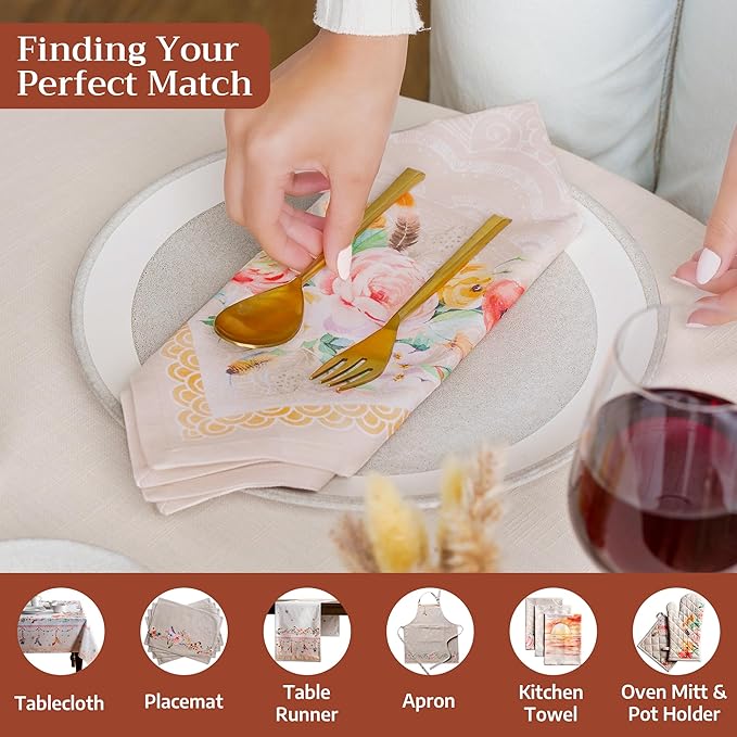 Maison d' Hermine 100% Cotton Cloth Napkins Set of 4 Everyday Reusable Square Napkins Cloth Washable Dinner Party Wedding Restaurant Hotel Kitchen Spring Summer (Ibiza - Beige, 20" x 20")