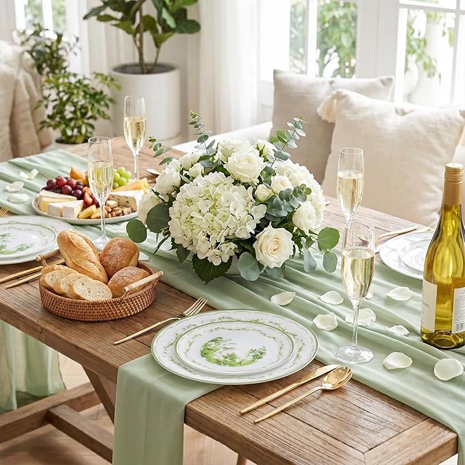 30Pcs White and Clear Plastic Plates - White Lily of the Valley Plates Disposable Heavy Duty,Perfect for Weddings, Tea Parties, Holidays - 10.25" Dinner & 7.5" Dessert Plastic Plate