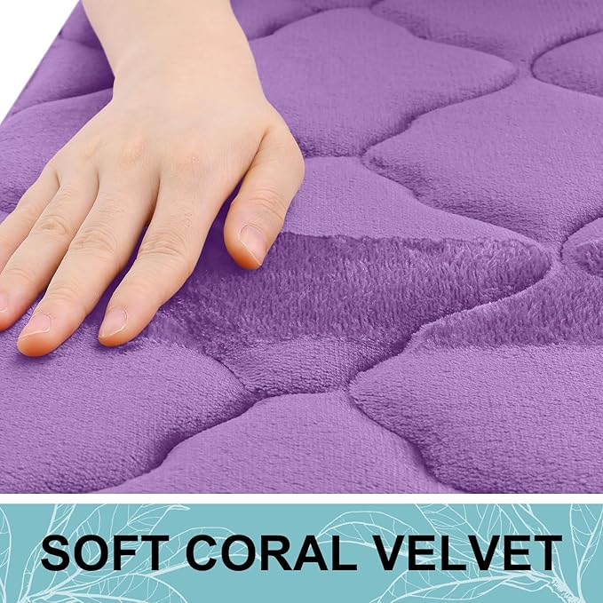 OLANLY Memory Foam Bath Mat Rug 70x24, Ultra Soft and Absorbent Bathroom Rugs, Non-Slip, Comfortable, Machine Washable Bath Carpet for Bathroom Floor, Tub, Shower and Home Decor Accessories, Lavender
