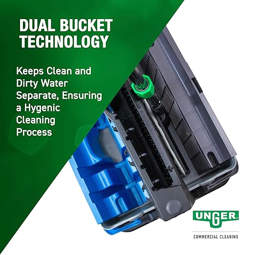 Unger Commercial - OmniClean Dual Bucket Kit with Offset Pole for Professional Floor Cleaning Systems, Janitorial Cleaning Set - CLBK2