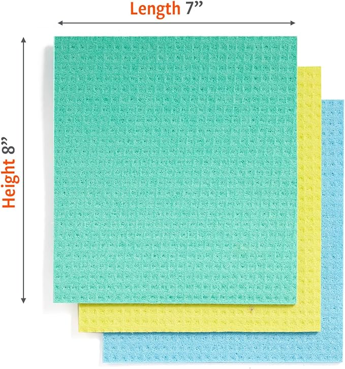 Full Circle Squeeze Swedish Dish Cloths – 6 Pack Reusable Cellulose Sponge Cloths, Super Absorbent Microfiber Cleaning Towels, Paper Towel Alternative, Color-Coded, Eco-Friendly, & Dishwasher Safe