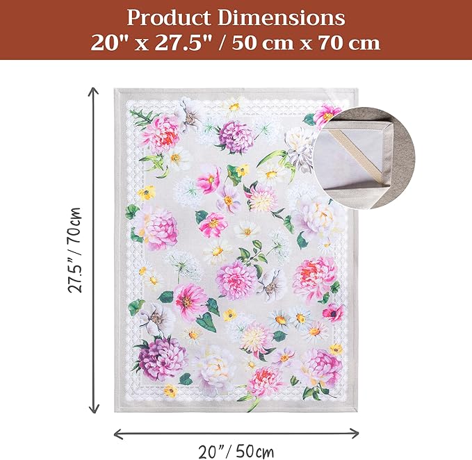 Maison d' Hermine Kitchen Towels Set of 3 100% Cotton 27.50" x 20" Reusable Cloth Tea Dish Towels Absorbent with Hanging Loop for Kitchen Farmhouse Hotel Spring Summer - Pivoine