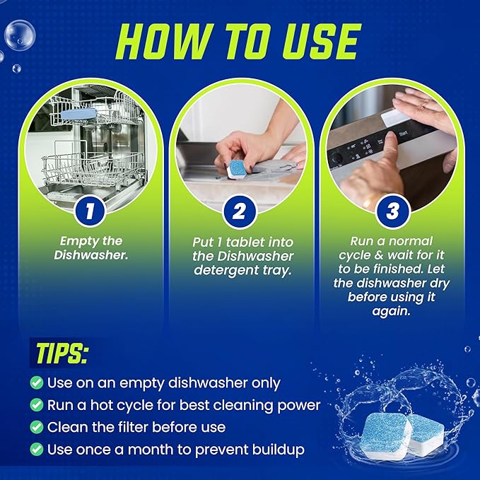 Freshero Dishwasher Cleaner and Deodorizer Tablets 26-Pack, Deep Cleaning Descaler for Dishwasher Machine, Heavy Duty, Septic Safe, Removes Grease & Build-ups, 1 Year of Cleaning Supplies (Unscented)