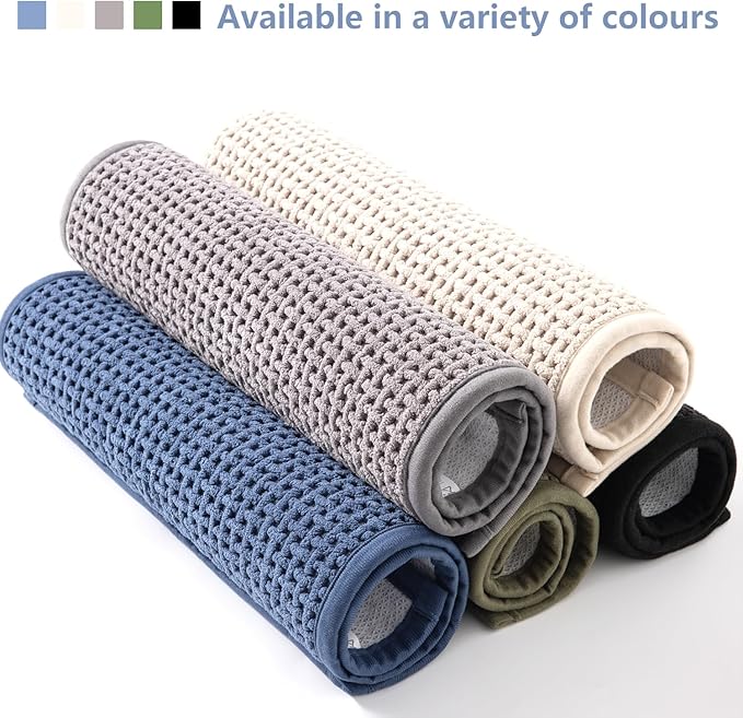 Bathroom Rugs Non Slip Washable, Super Absorbent Thin Bath Mat for Small Quick Dry Low Pile Bathroom Rug, (Light Gray, 47″x20″)