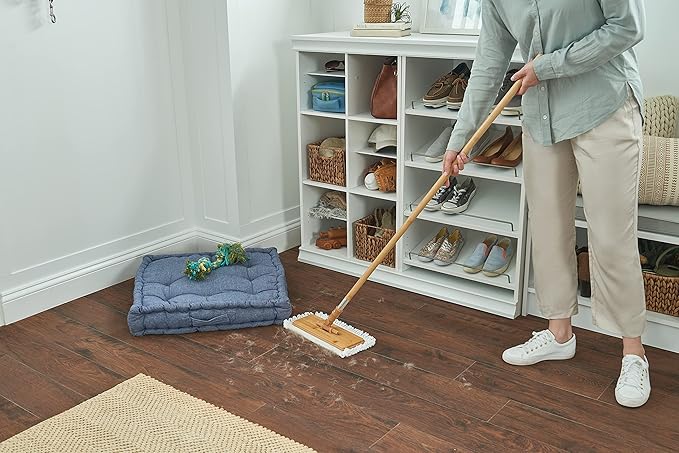 Harper Live.Love.Clean. Bamboo 2-in-1 Smooth Surface Wet/Dry Dust Mop with (2) Washable Pads for Cleaning Dust, Pet Hair & Fine Dry Dirt