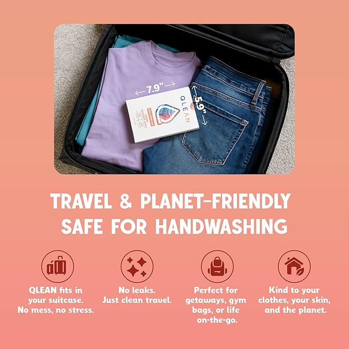 QLEAN Laundry Detergent Sheets Sweet Summer (40 Loads) – Travel-Size Plant-Based Laundry Sheets, Biodegradable, HE Compatible, Hypoallergenic for Sensitive Skin, Eco-Friendly Detergent Strips