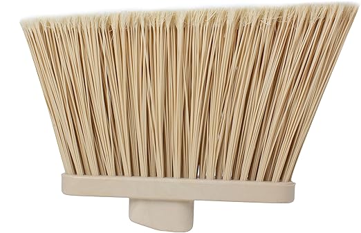 SPARTA Plastic Broom Head, Angled, Flagged for Small Debris Indoor, Outdoor, Home, Restaurant, Lobby, Office, 12 Inches, Tan