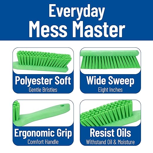 SPARTA 8 Inch Soft Counter Brush with Polyester Bristles and 5 Inch Handle, Color Coded Handheld Broom for Tables Countertops and Foodservice Surfaces, 13 Inch Overall Length, Lime