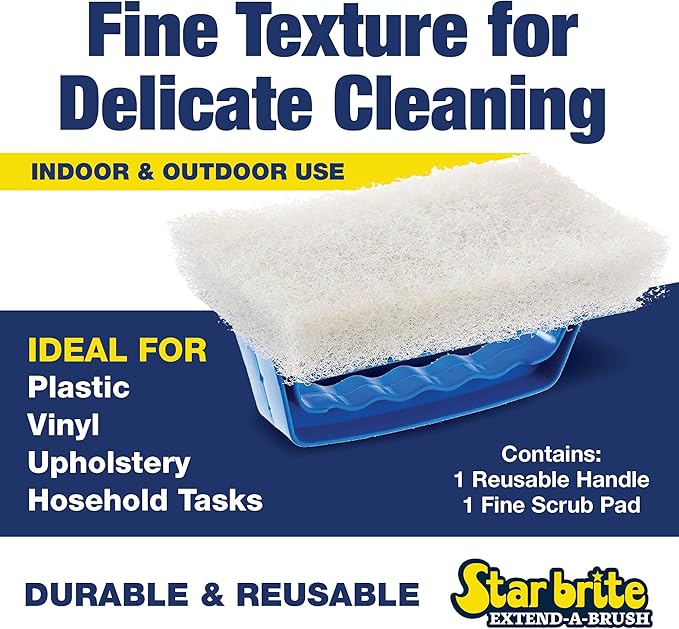 STAR BRITE Scrub Pad with Handle (Fine) White (040129)