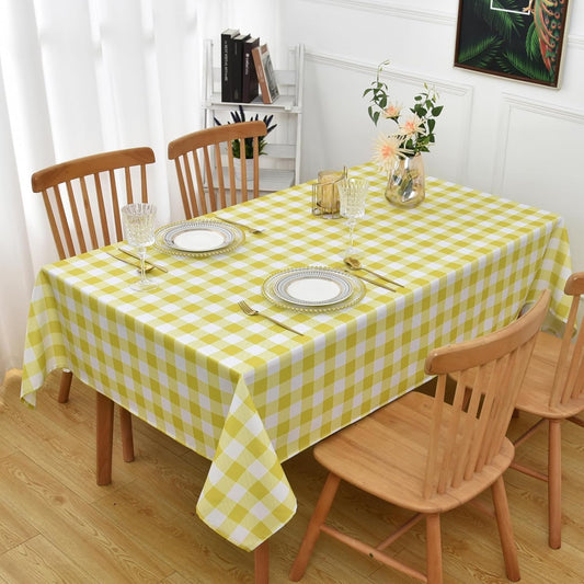 Classic Gingham Plaid Tablecloth Fabric - Rectangular 58x102 Inch Water Resistant Checked Table Cloth for Indoor/Outdoor Use - Table Cover for Kitchen, Picnics, Gardens, and Parties