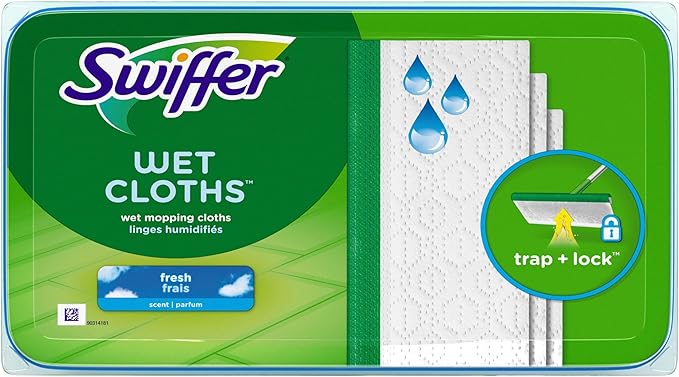 Swiffer Sweeper Wet Mopping Cloths, Mop and Broom Floor Cleaner Refills, Open Window Fresh Scent 24-Count (Pack of 6) (Packaging May Vary)