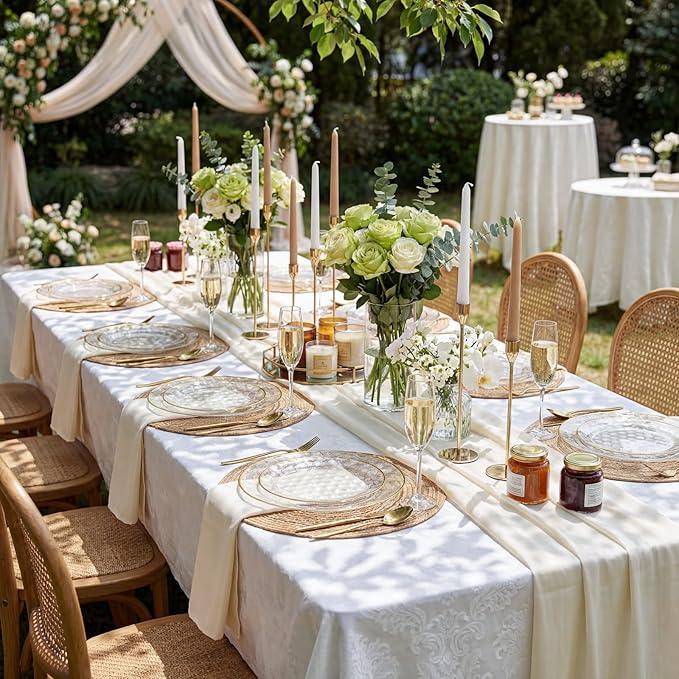Festiva 60PCS Clear Gold Plastic Plates - Heavy Duty Fancy Disposable Plates With Gold Rim-serve for 30 guests Include 30PCS 10.25" & 30PCS 7.5" Honeycomb Design Plates for Party(Clear)