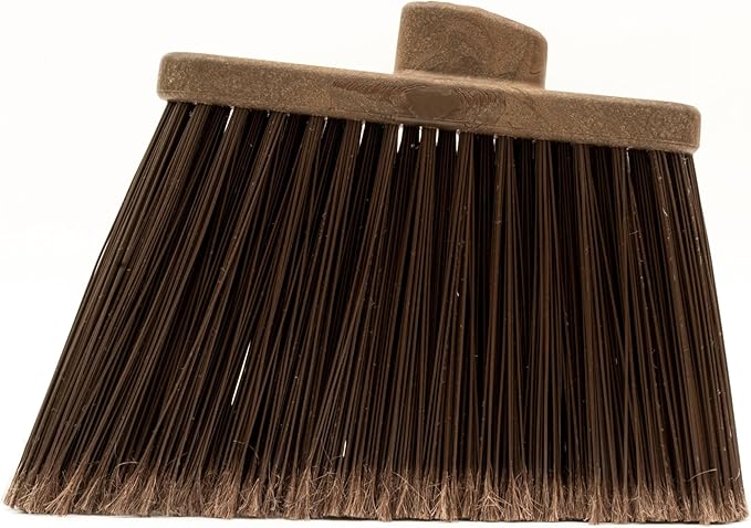 SPARTA Plastic Broom Head, Angled, Flagged for Small Debris Indoor, Outdoor, Home, Restaurant, Lobby, Office, 12 Inches, Brown, (Pack of 12)