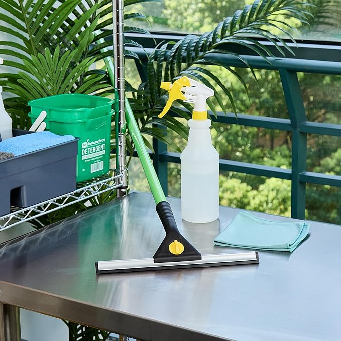 Restaurantware-Clean Tek Professional 11.81 Inch Window Squeegee, 1 Window Cleaning Squeegee with Rubber Blade - All-Purpose, for Mirror Or Glass Door, Black Plastic Wiper with Aluminum Frame