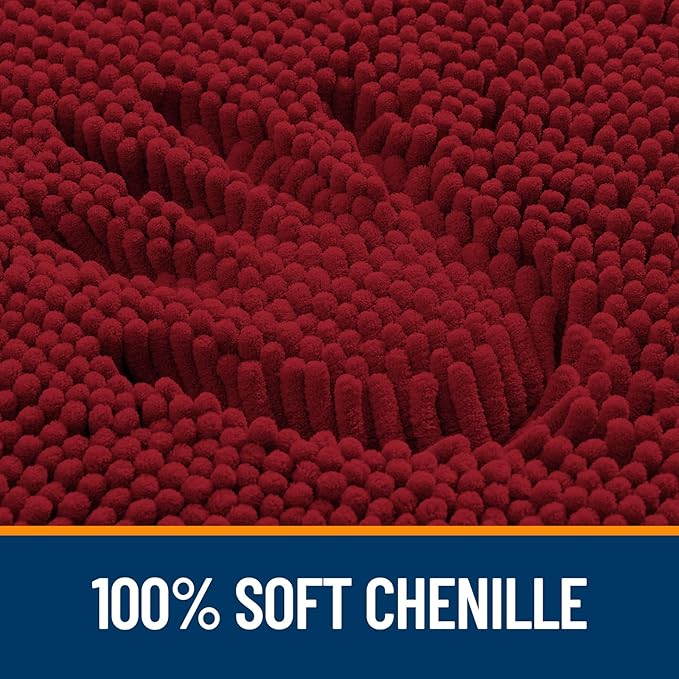 OLANLY Bathroom Rugs 35x24, Extra Soft Absorbent Chenille Bath Rugs, Rubber Backing Quick Dry, Machine Washable Bath Mats for Bathroom Floor, Tub and Shower, Home Decor Accessories, Red