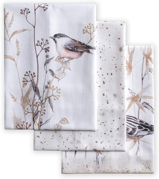 Maison d' Hermine Kitchen Towels Set of 3 100% Cotton 27.50" x 20" Reusable Cloth Dish Towels Absorbent with Hanging Loop for Kitchen Farmhouse Hotel Spring Summer - Meadow Florals - Brown