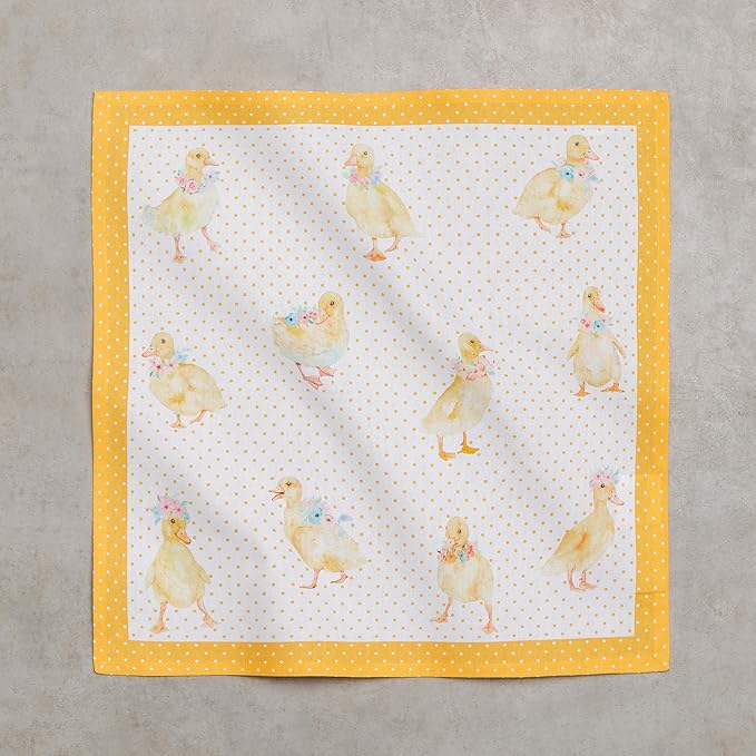 Maison d' Hermine 100% Cotton Cloth Napkins Set of 4 Everyday Reusable Square Napkins Cloth Washable Dinner Party Wedding Restaurant Hotel Kitchen Spring Summer (Ducklings in Spring, 18" x 18")