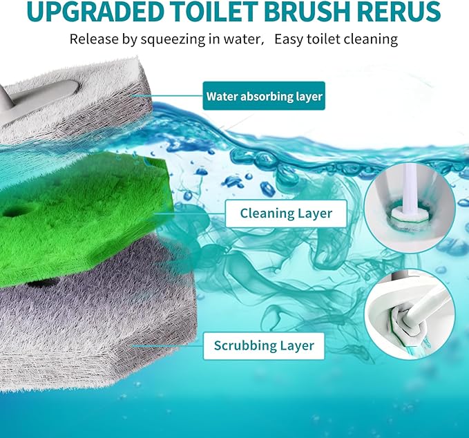 60 Count Toilet Brush Heads, Toilet Wand Refills for Clorox ，Suitable for Most Disposable Toilet Brushes. Features a Convenient snap-on Design. Both Home and Commercial use.No Falling Apart,