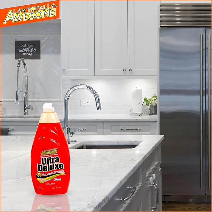 La's Totally Awesome Dish Soap Liquid – Citrus Scent (30 fl oz, Pack of 6) – Grease-Fighting Dishwashing Liquid from Awesome Cleaner Brand