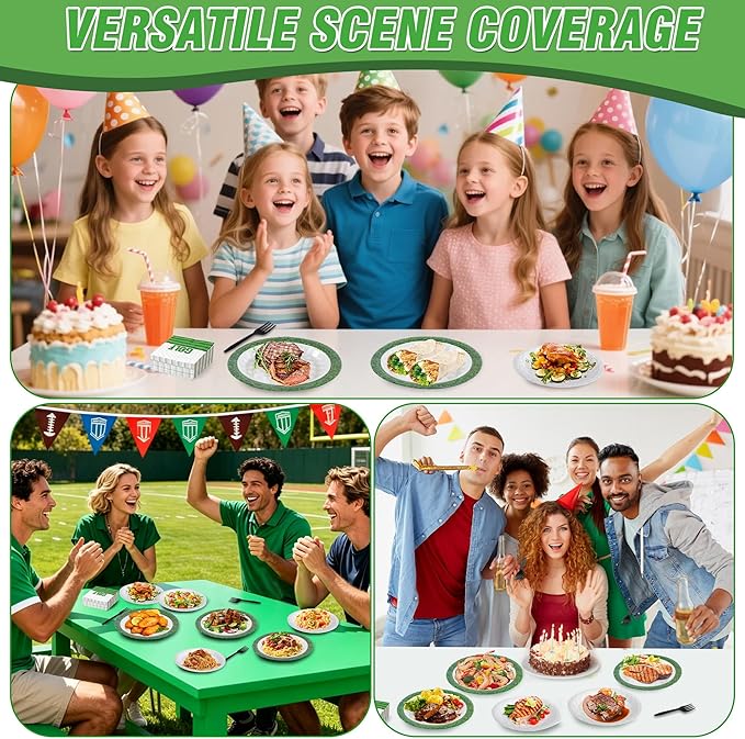 100 Pcs Golf Party Supplies for 25 Guests, Heavy-Duty 7" & 9" Paper Plates, 2-Ply 13" Napkins & Plastic Forks, Disposable Golf Themed Tableware Set for Game Day and Birthday