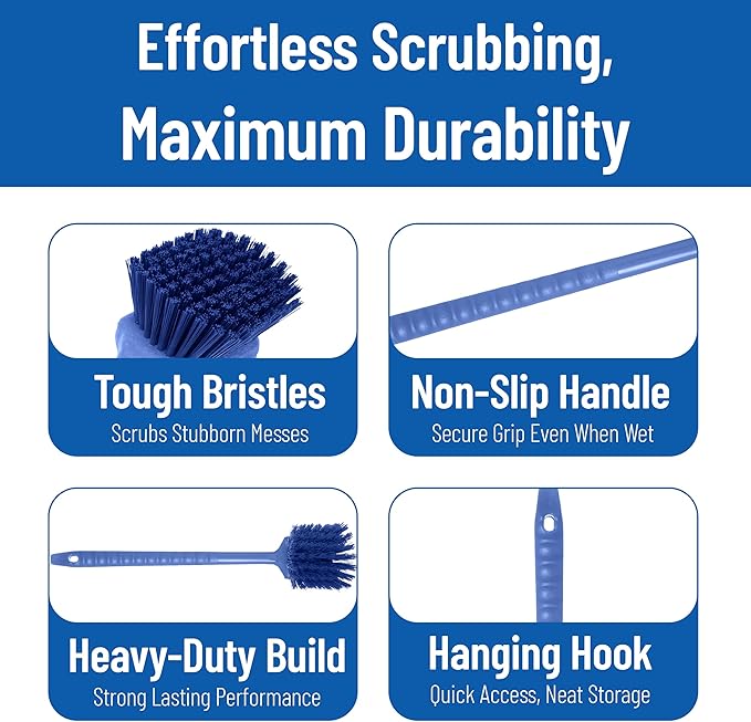 SPARTA 40501EC14 Plastic Large Scrub Brush, Kitchen Brush, Utility Brush With Long Handle For Cleaning, 20 Inches, Blue
