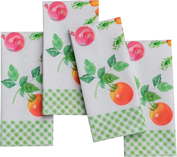 Maison d' Hermine 100% Cotton Cloth Napkins Set of 4 Everyday Reusable Square Napkins Cloth Washable Dinner Party Wedding Restaurant Hotel Kitchen Spring Summer (Farmers Garden, 18" x 18")