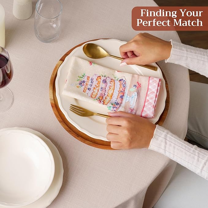 Maison d' Hermine 100% Cotton Cloth Napkins Set of 4 Everyday Reusable Square Napkins Cloth Washable Dinner Party Wedding Restaurant Hotel Kitchen Spring Summer (Icing on the Cake, 18" x 18")