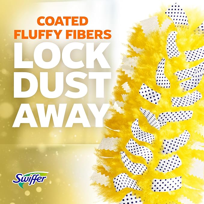 Swiffer Dusters Heavy Duty, Feather Head Multi-Surface Duster Refills for Cleaning, Unstopables, Yellow, 24 Count (4 Packs of 6)