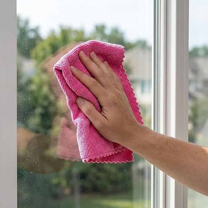 Restaurantware-Clean Tek Professional 11.81 x 11.81 Inch Microfiber Rags In a Box, 25 Absorbent Cleaning Cloths - No-Scratch, Pink Microfiber Reusable Edgeless Cleaning Towels, Leaves No Streak