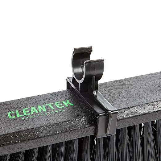 Restaurantware-Clean Tek Professional 17.13 Inch Push Broom, 1 Heavy-Duty Broom with 59â€ Handle - Medium Bristles, 2 Handle Attachment, Wooden, Commercial Use, for Deck, Garage, Yard, Patio