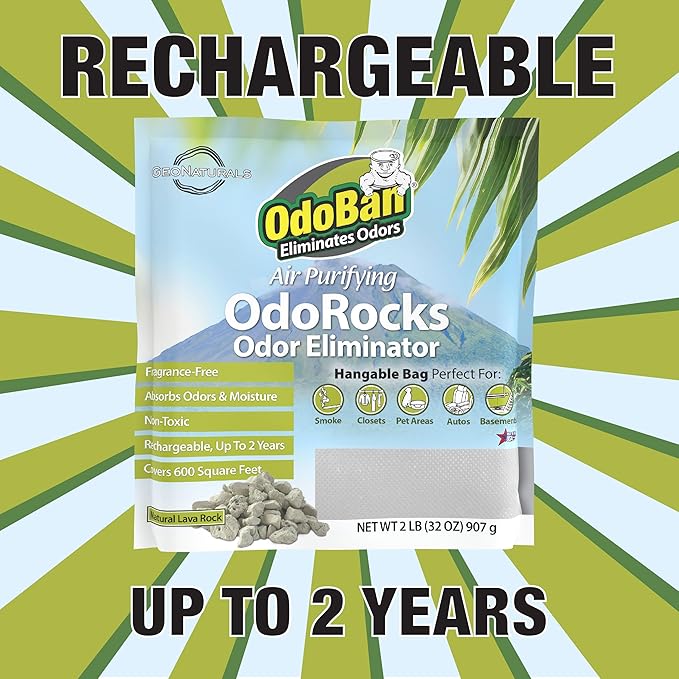 OdoBan Air Purifying OdoRocks Natural Odor Eliminator Made from Natural Volcanic Rocks, Made in the USA, Fragrance Free, 2 Pound Bag