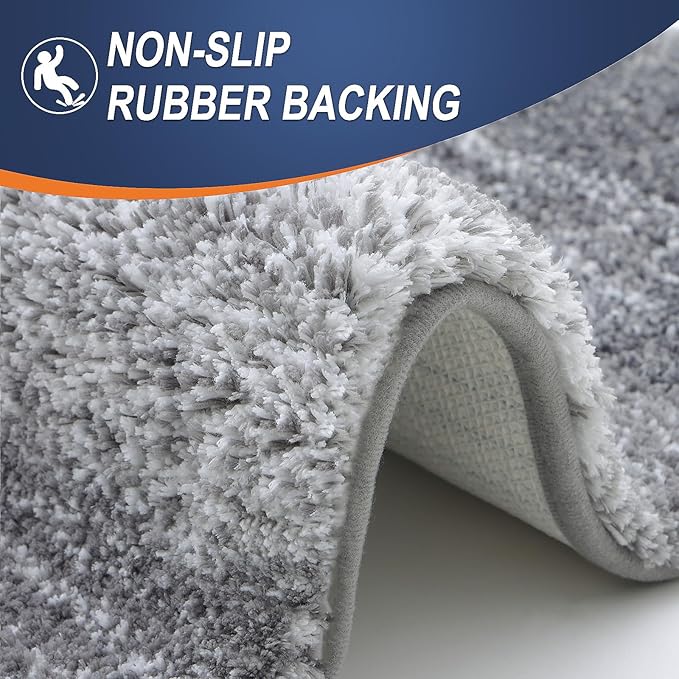 OLANLY Large Bathroom Rugs Mat 45x27, Extra Soft Absorbent Microfiber Bath Rugs, Rubber Backing, Quick Dry, Machine Washable Bath Mats for Bathroom Floor, Tub and Shower, Home Decor Accessories, Grey