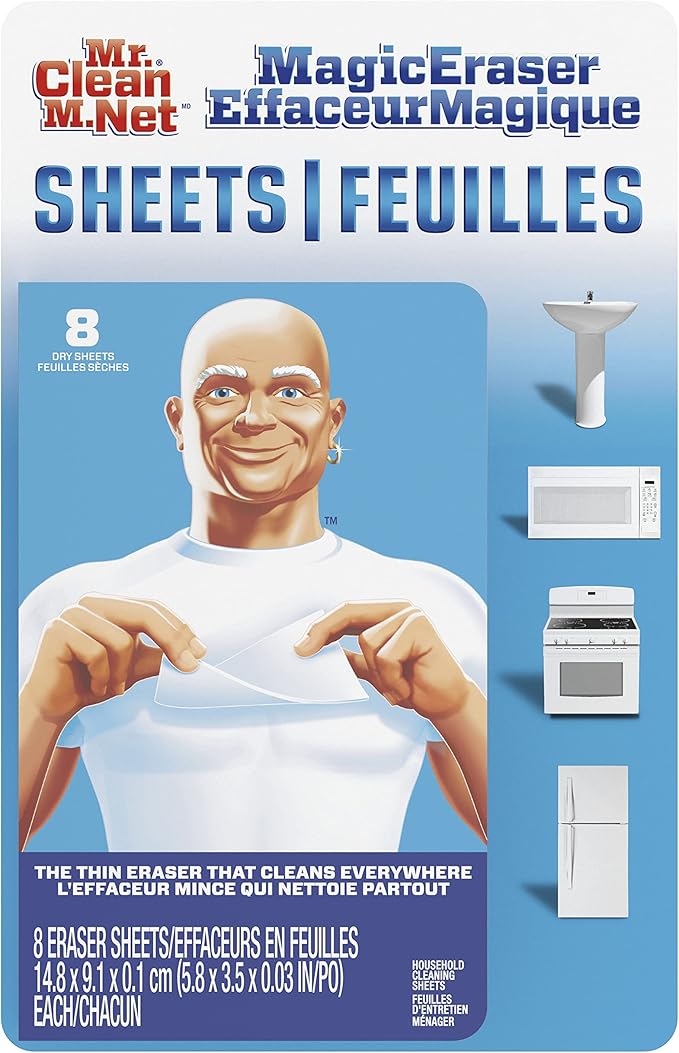 Mr. Clean Magic Eraser Cleaning Sheets, The Power of a Magic Eraser in a Thin, Flexible, Disposable Sheet, 8 Count