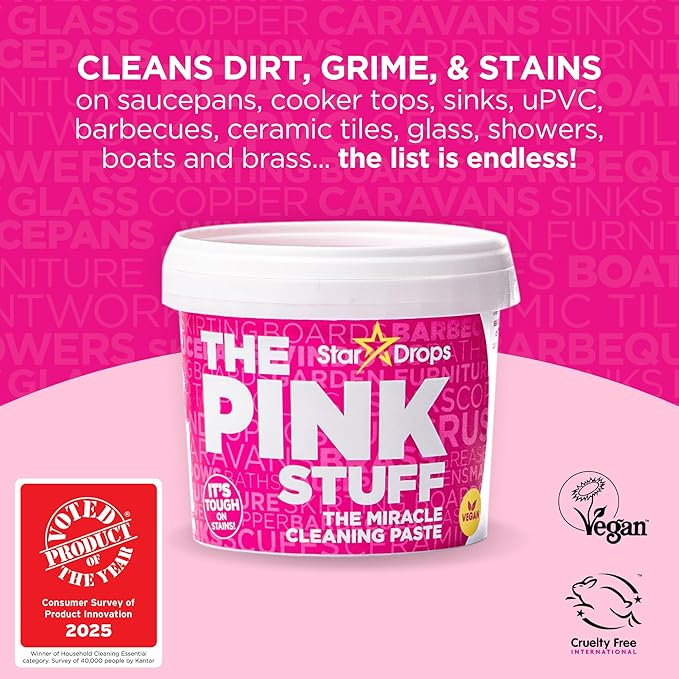 The Pink Stuff Cleaning Bundle Kit, Squeezable Cleaning Paste, Cleaning Paste, Toilet Foaming Powder, Multi Purpose Spray, Bathroom Cleaner Spray, Household Cleaning Supplies Set