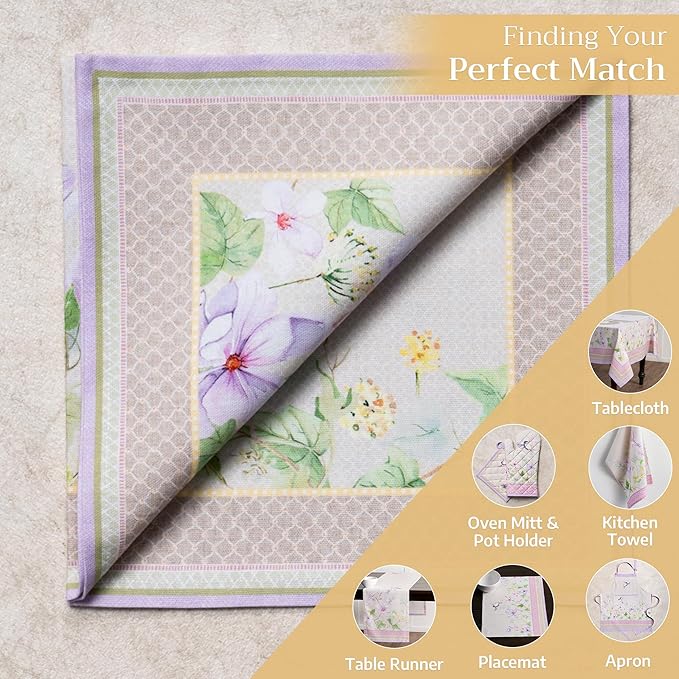 Maison d' Hermine 100% Cotton Cloth Napkins Set of 4 Everyday Reusable Square Napkins Cloth Washable Dinner Party Wedding Restaurant Hotel Kitchen Spring Summer (Magnolia Mornings, 20" x 20")