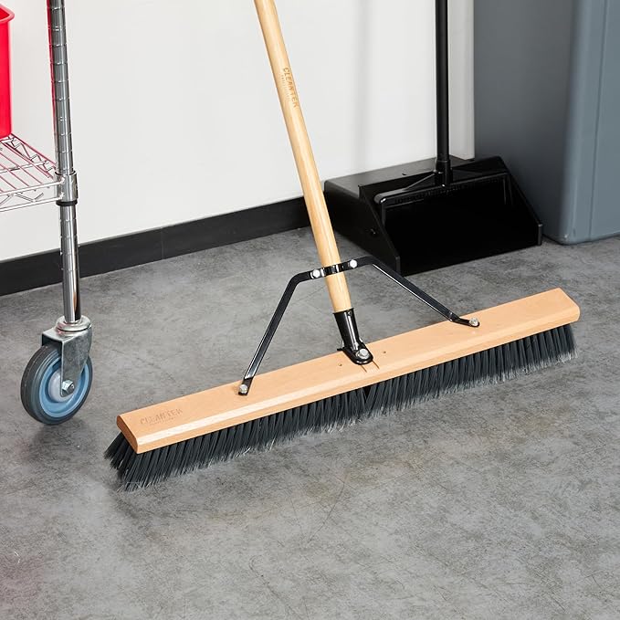 Restaurantware-BROOM HEAD ONLY: Clean Tek Professional 30-Inch Broom Head, 1 Heavy-Duty Push Cleaning Tool - Handle And Brace Sold Separately, Medium Plastic Bristles, Wooden, Commercial Use