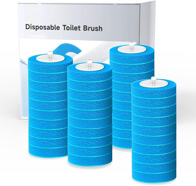 40 Count Toilet Wand Refills, 3 Layer Sponge Brush with Cleaner, Disposable Toilet Bowl Cleaner Wand for Bathroom Cleaning