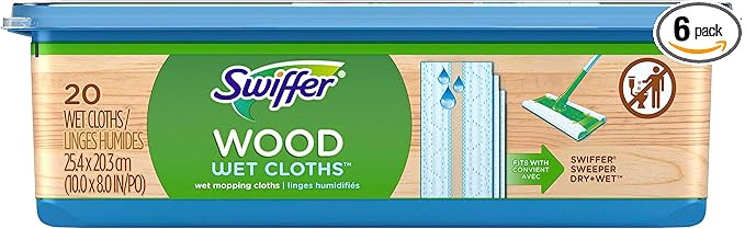 Swiffer Sweeper Wet Wood Floor Mopping Cloths,20 Count (Pack of 6)