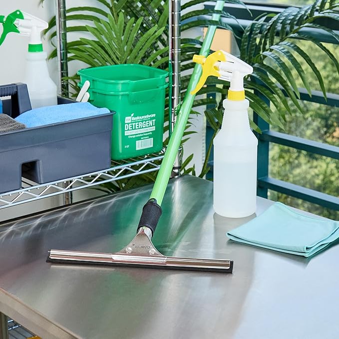 Restaurantware-Clean Tek Professional 11.81 Inch Window Squeegee, 1 Cleaning Squeegee with Rubber Blade - No-Slip Handle, Clean Mirror Or Car Windshield, Stainless Steel Wiper for Glass Door