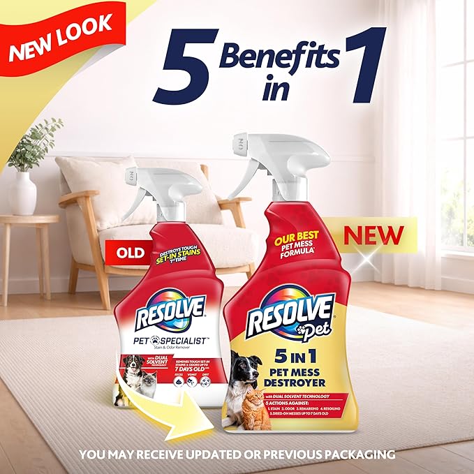 Resolve Pet Specialist Carpet Cleaner Spray – for Removal of Pet Stains & Odors Up to 7 Days Old, 22oz