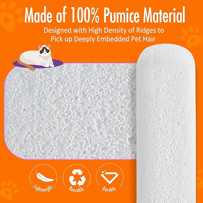 SALVMARY Pumice Stone Toilet Bowl Cleaner with Handle Hard Water Stain Remover for Household Cleaning, Pet Hair Remover Pumice Stone Cat Dog Fur Removal Tool, White 1 Pack