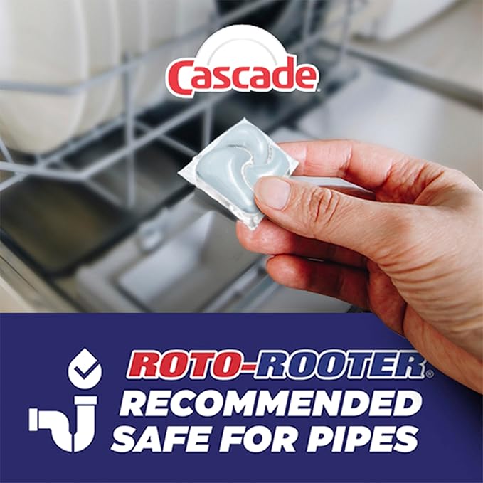 Cascade Free & Clear Dishwasher Pods, Dishwasher Detergent, Dish Detergent Soap, Unscented, 62ct