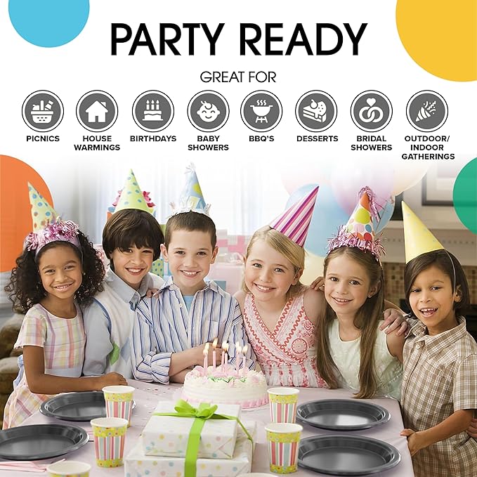 Exquisite Party Solids Silver Plastic Plates For Party Supplies 10" Silver Disposable Plates Heavy Duty 50 Pcs Plastic Dinnerware Sets Heavy Duty 350 GSM Disposable Dinnerware Set