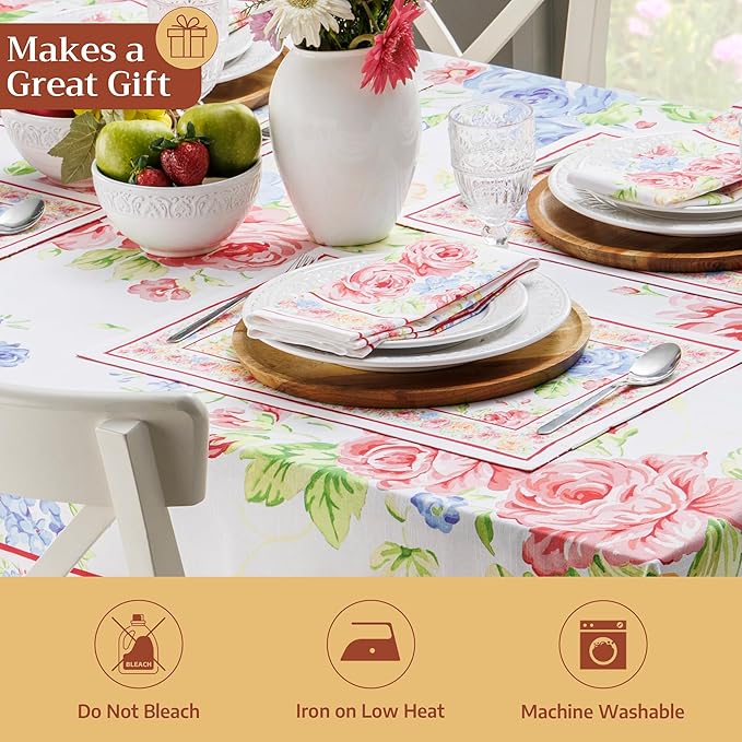 Maison d' Hermine 100% Cotton Cloth Napkins Set of 4 Everyday Reusable Square Napkins Cloth Washable Dinner Party Wedding Restaurant Hotel Kitchen Spring Summer (Vintage Floral, 20" x 20")