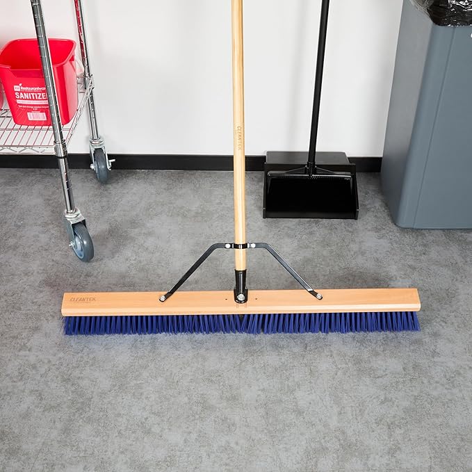 Restaurantware-BROOM HEAD ONLY: Clean Tek Professional 36-Inch Broom Head, 1 Heavy-Duty Push Cleaning Tool - Handle And Brace Sold Separately, Heavy Plastic Bristles, Wooden, Commercial Use