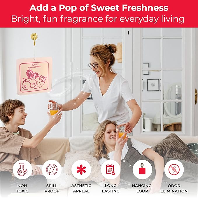 Sugar Berries - Room Deodorizer Gel Odor Eliminator For Home - Pack Of 3 - Bathroom Air Freshener Odor Absorber - Closet Deodorizer - Non Plug In Strong Scent For Kitchen Trash Basement Shoe Rack