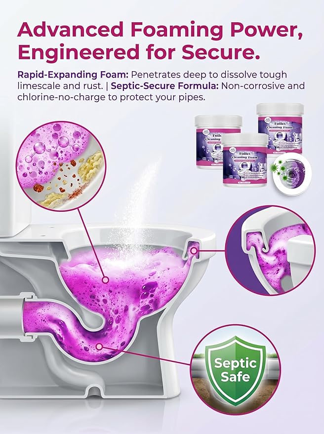2026 New Toilet Cleaner, Touch Free Foaming Powder, Cleaning Foam, Foam Cleaner, Deep Cleaning, Limescale & Rust Stain Removal for Home & Bathroom (2)