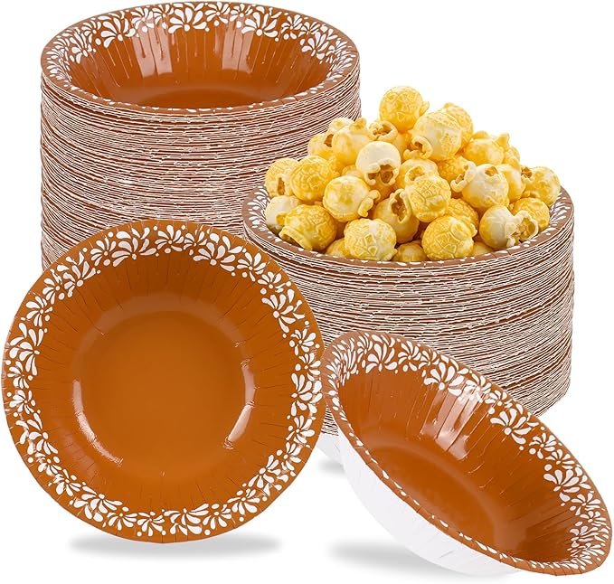 FYSUIMU 100 Pcs Mexico Fiesta Paper Bowls Cielito Lindo Party Snack Bowl Disposable Serving Bowls for Mexican Themed Party Household Supplies Decor, 12 Oz