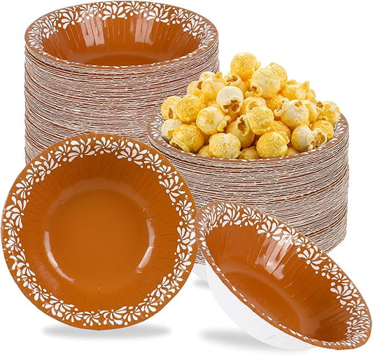 FYSUIMU 100 Pcs Mexico Fiesta Paper Bowls Cielito Lindo Party Snack Bowl Disposable Serving Bowls for Mexican Themed Party Household Supplies Decor, 12 Oz