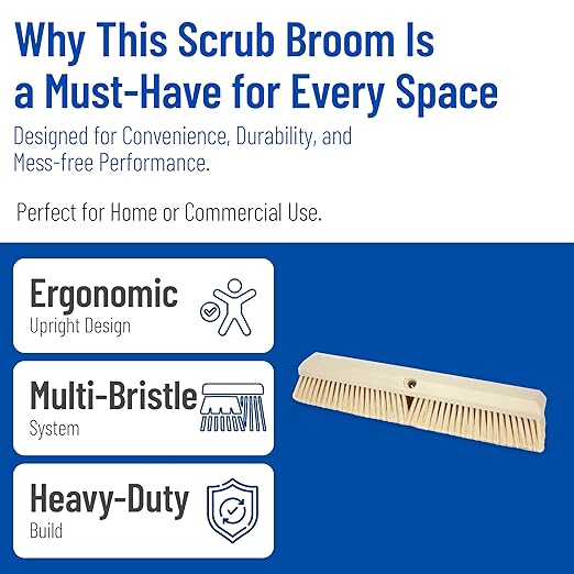 SPARTA 41890EC25 Omni Sweep Plastic Push Broom Head, Heavy Duty, Industrial Broom With Color Code System For Outdoor, Indoor, Garage, Concrete, Patio, Kitchen, Bathroom, 18 Inches, Tan, (Pack of 12)